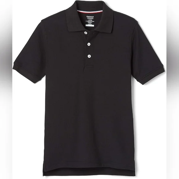 French Toast Pique Polo Short Sleeve XL 14/16 Black - Picture 1 of 4